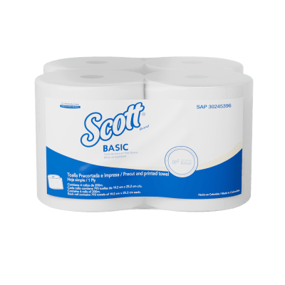 TOALLA MANO SCOTT BASIC PREPICADA 4 X 200 MT