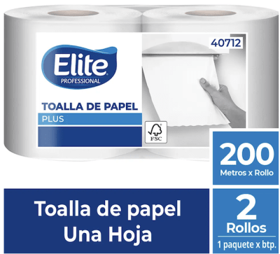 TOALLA MANO ELITE PLUS 2 X 200 MT HOJA SIMPLE