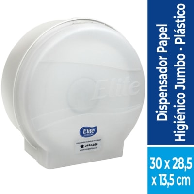 DISPENSADOR PAPEL HIGIENICO JUMBO PLASTICO BLANCO ELITE