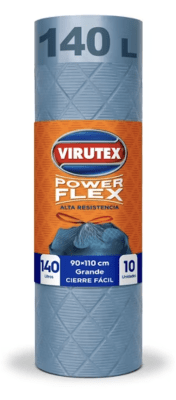 BOLSA BASURA POWER FLEX CIERRE FACIL 90 X 110 10 UN VIRUTEX