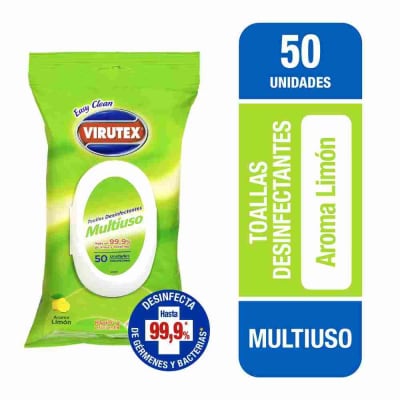 PAÑO DESINFECTANTE MULTIUSO LIMON X 50 UN SACHET VIRUTEX