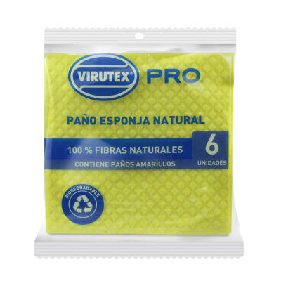 PAÑO ESPONJA AMARILLO X 6 UN VTX PRO