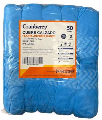 CUBRECALZADO TELA AZUL BOLSA CRANBERRY 100 UN