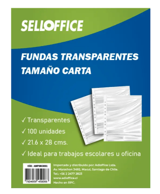 FUNDAS TRANSPARENTES CARTA 100 UN SELLOFFICE