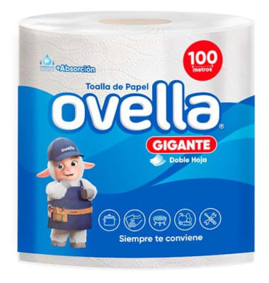 TOALLA MANO OVELLA  DOBLE HOJA 100 MT PREPICADA