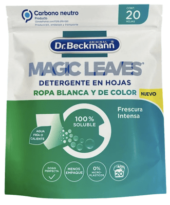 DETERGENTE EN HOJAS ROPA BLANCA Y COLOR 20 UN. DR.BECKMANN