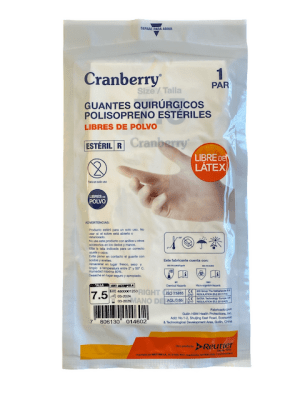 GUANTE QUIRURGICO POLISOPRENO 7.5 CRANBERRY