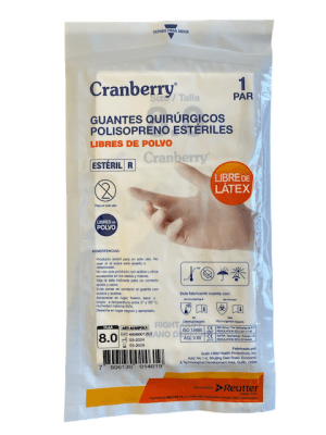 GUANTE QUIRURGICO POLISOPRENO 8.0 CRANBERRY