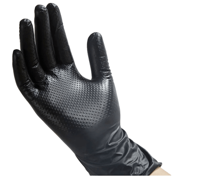 GUANTE NITRILO NEGRO DIAMANTADO 8 GR. BRONTO T/XL X 50 UN