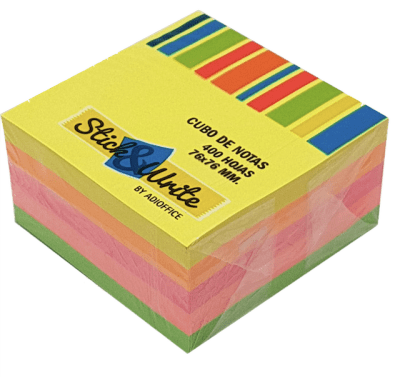 NOTAS ADHESIVAS NEON MIX 76 X 76 MM 400 HJ STICK&WRITE