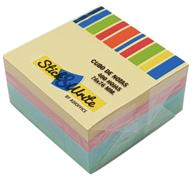 NOTAS ADHESIVAS MIX PASTEL 76 X 76 MM 400 HJ STICK&WRITE