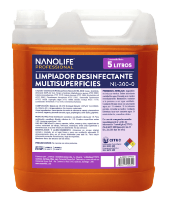 LIMPIADOR DESINFECTANTE CITRICO 5 LT NANOLIFE
