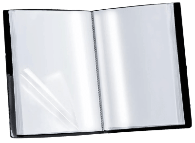 CARPETA PLASTICA NEGRA 20 FUNDAS CRISTAL OFICIO SELLOFFICE