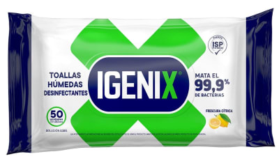 TOALLAS HUMEDAS DESINFECTANTES IGENIX X 50 UN SACHET