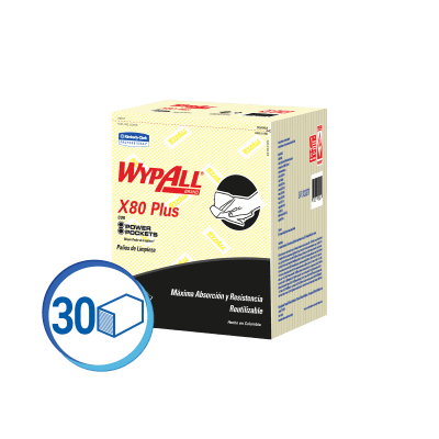 PAÑO WYPALL X-80 PLUS AMARILLO X 30 UN