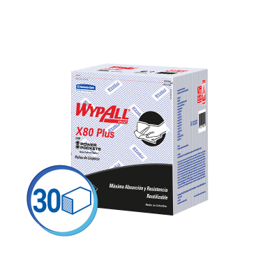 PAÑO WYPALL X-80 PLUS AZUL X 30 UN