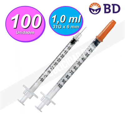 JERINGA INSULINA BD AGUJA 31G - Vol 1,0 ml JERINGA INSULINA BD AGUJA 31G - Vol 1,0 ml