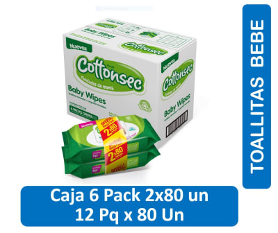 TOALLITA BEBE COTTONSEC 2x80