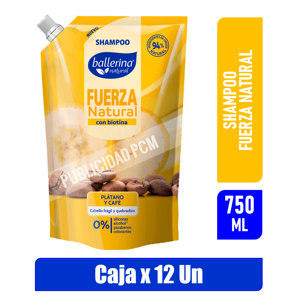 SHAMPOO BALLERINA FUERZA NATURAL DISTRIBUIDOR MAYORISTA