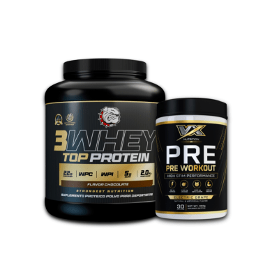 PROTEINA 3WHEY TOP PROTEIN (2 KG) + PRE ENTRENO PRE WORKOUT VX (300 GR)