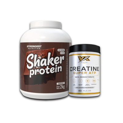 PROTEINA SHAKER PROTEIN STRONGEST (2 KG) + CREATINA 100% MONOHIDRATADA VX (300 G)