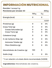 CREATINA 100% MONOHIDRATADA VX NUTRITION (300 GR)