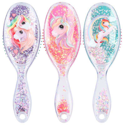 YLVI - LINDO CEPILLO DE PELO CON CONFETI CON PÚAS DE PLÁSTICO SUAVE