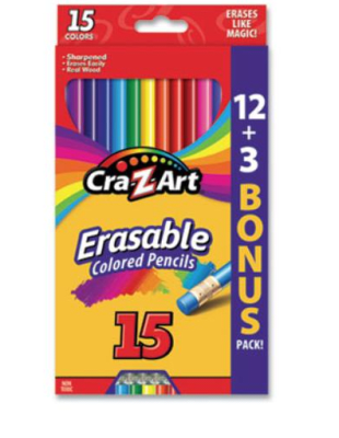 12 +3 LÁPICES DE COLORES BORRABLES