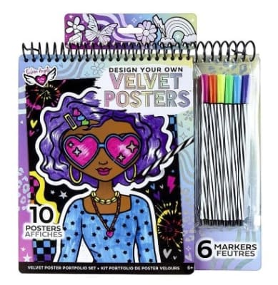 Cuaderno para Diseñar Terciopelo mas Marcadores Fashion Angels1