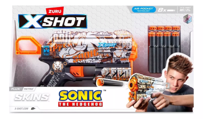 LANZADOR SKIN SONIC CON 12 DARDOS X-SHOT1
