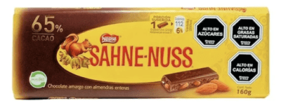 SAHNE NUSS 65% CACAO 160 GR