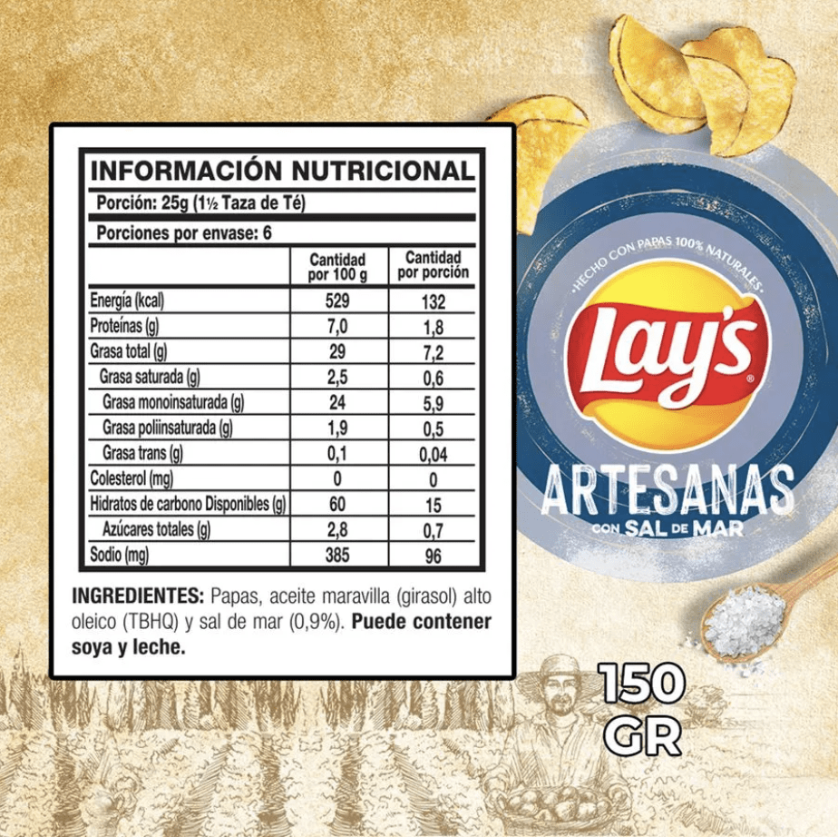LAY'S ARTESANAS SAL DE MAR 150 GR2