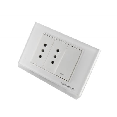 1 Interruptor 9/12 + 2 Enchufes 10A 250V, Linea Crystal 5