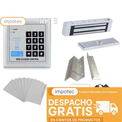 Control de Acceso con cerradura 180 Kilos con soporte L / Z, mas Botón EXIT (Fuente poder Switching) Kit 3