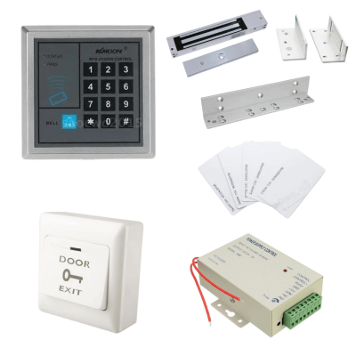 Control de Acceso con cerradura 180 Kilos con soporte L / Z, mas Botón EXIT (Fuente de Poder 3A) kit 4 2