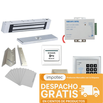 Control de Acceso con cerradura 280 Kilos con soporte L / Z, mas Botón EXIT (Fuente poder 3A) Kit 6