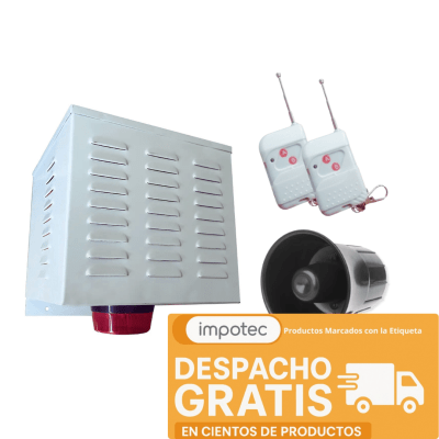 Alarma Comunitaria 20W 120dB + 2 Controles Remoto / IMPOTEC 1