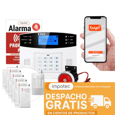 Alarma Wifi 4g Kit 5 Sensores Mag + 1 Sensor Mov / Impotec