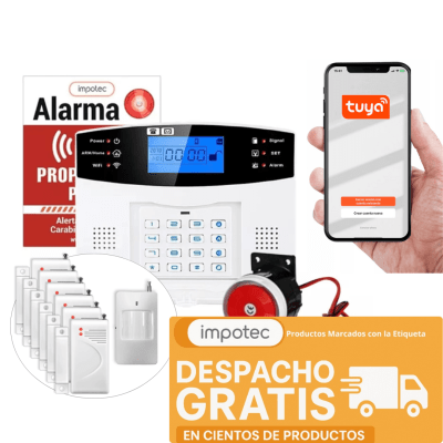 Alarma Wifi 4G Kit 6 Sensores Mag + 1 Sensor Mov / IMPOTEC