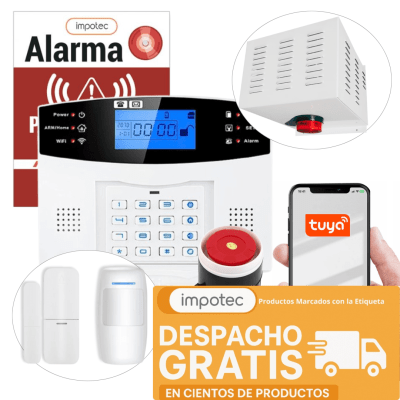 Alarma Wifi 4G Kit 2 Sensores Sin Antena + Sirena Inalámbrica 20W / IMPOTEC