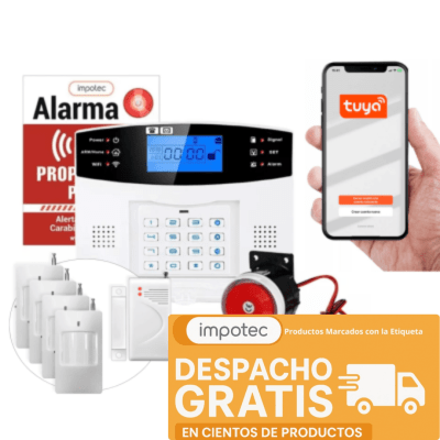 Alarma Wifi 4G Kit 4 Sensores Mov + 1 Sensor Mag / Impotec
