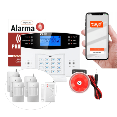 Alarma Wifi 4G Kit 5 Sensores Mov + 1 Sensor Mag / Impotec 1