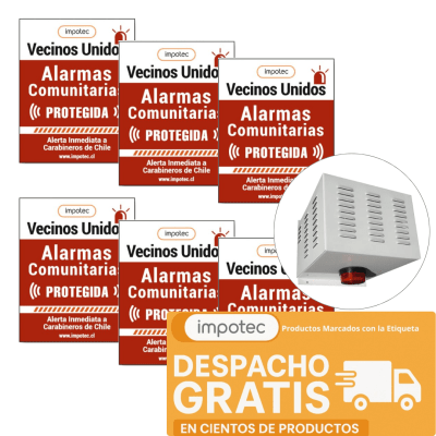 Pack 6 Cartel Alarma Placa Disuasiva A. Comunitaria IMPOTEC