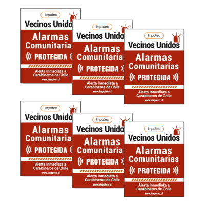 Pack 6 Cartel Alarma Placa Disuasiva A. Comunitaria IMPOTEC 2