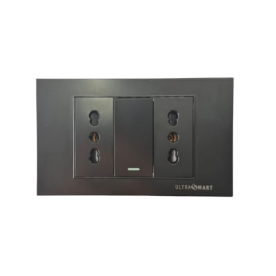 Conmutador Simple 9/24 + Tomacorriente Doble UltraSmart Black