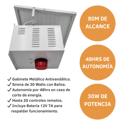 Alarma Comunitaria Solar 30W + 2 Controles Metálicos 2