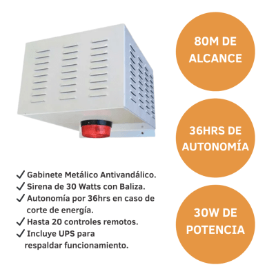 Alarma Comunitaria 30 Watts + UPS Respaldo + 2 Controles 2