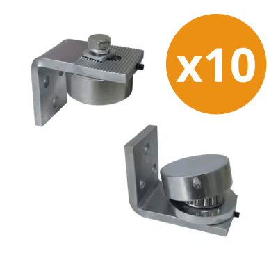 Pack 10 Quicios Pomeles Rodamiento en L Para Portón Batiente 70mm 600Kg