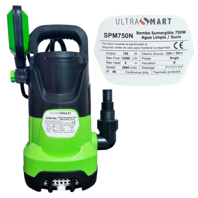 Bomba Sumergible Agua Limpia / Sucia 750W 1.3m3 1
