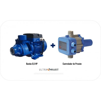 Kit Bomba De Agua 0,5 Hp Qb60 + Controlador Presión